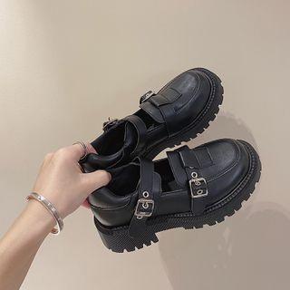 Buckled Block Heel Platform Loafers