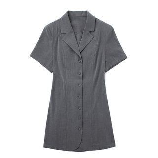 Short-sleeve Open-collar Mini Shirtdress