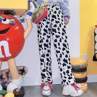 Cow Print Straight-fit Pants