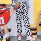Cow Print Straight-fit Pants