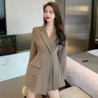 Double-breasted Mini A-line Pleated Blazer Dress