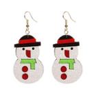 Snowman Drop Earring White & Red - One Size