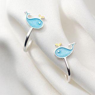 925 Sterling Silver Whale Earring 1 Pair - 925 Sterling Silver Whale Earring - One Size