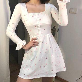 Long-sleeve Cherry A-line Dress