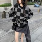 Checkerboard Sweater / Asymmetrical Skirt