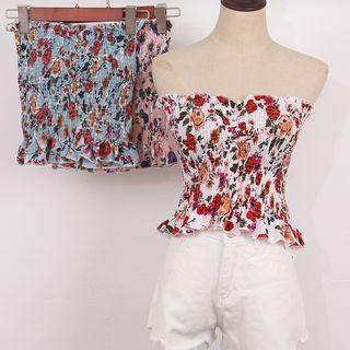 Floral Print Strapless Top