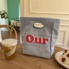 Lettering Canvas Lunch Bag Red Lettering - Blue - One Size