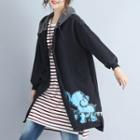 Printed Hooded Loose-fit Buttoned Jacket