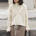 Button Knit Hoodie Off-white - One Size