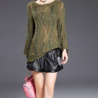 Sequined Perforated Sweater
