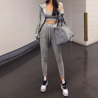 Set: Zip-up Hoodie + Sleeveless Top + Drawstring Leggings