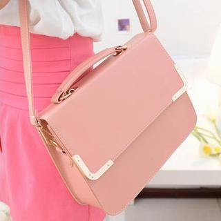 Faux-leather Metal-accent Satchel
