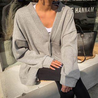 Dual-pocket Oversized Cotton Cardigan