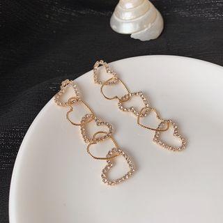 Hollow Heart Dangle Earring 1 Pair - 925silver Earring - One Size
