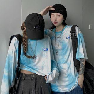 Tie-dyed Long-sleeve Round Neck T-shirt / Short-sleeve T-shirt