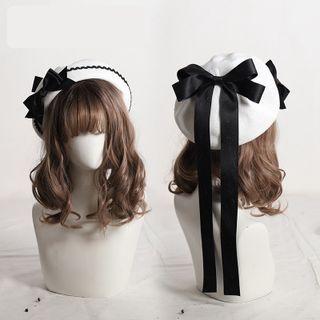 Plaid Ribbon Beret Hat