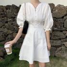 Elbow-sleeve Mini / Midi A-line Dress