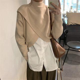 Mock-neck Plain Crop Sweater