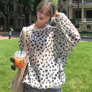 Heart Printed Long Sleeve Top