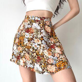 High-waist Color-block Print A-line Short Skirt
