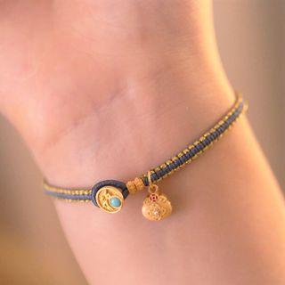 Money Bag Sterling Silver Pendant String Bracelet