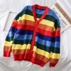 Rainbow-stripe Knit Cardigan Rainbow - One Size