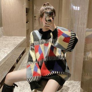 Long-sleeve Pattern Printed Sweater As Shown In Figure - One Size
