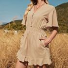 Short-sleeve Ruffle Hem Romper