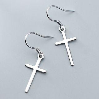 925 Sterling Silver Cross Dangle Earring 1 Pair - S925 Silver - One Size