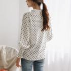 Frill-collar Polka-dot Blouse