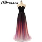 Gradient Strapless Sheath Evening Gown