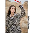 Zebra-print Loose-fit Chiffon Shirt