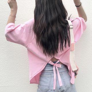 3/4-sleeve Slit Back T-shirt