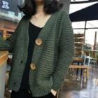 Ribbed Knit V-neck Cardigan