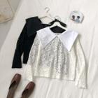 Pointy Collar Long-sleeve Lace Top