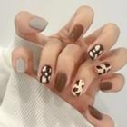 Leopard Print Faux Nail Tips Pd-44 - Coffee & White - One Size