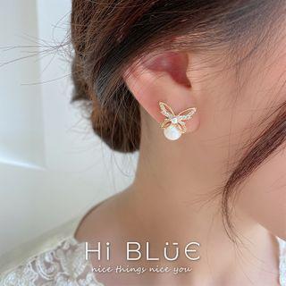 Butterfly Stud Earring 1 Pair - 925 Silver - As Shown In Figure - One Size