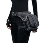 Contrast Stitching Faux Leather Belt Bag Black - One Size