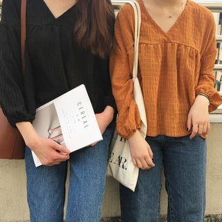 Textured V-neck Blouse