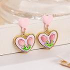 Floral Drop Earring 1 Pair - E5409 - Pink - One Size