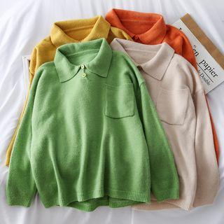 Loose-fit Knit Polo Sweater