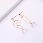 Non-matching Rhinestone Question & Exclamation Mark Dangle Earring Gold - One Size