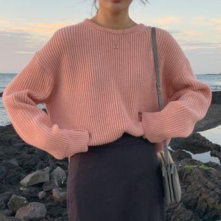 Round Neck Ribbed Sweater