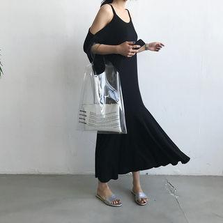 Cold-shoulder Ruffle-hem Long Dress