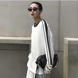 Lightweight Loose-fit Striped Pullover White - One Size