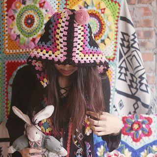 Pom Pom Crochet Hooded Scarf Diy Kit / Tool