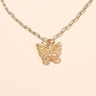 Butterfly Pendant Necklace Gold - One Size