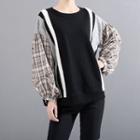 Plaid Panel Color Block Pullover