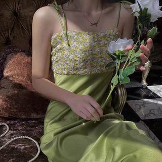 Halter Floral Panel A-line Dress