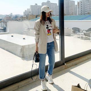 Single-breasted Pocket-detail Cotton Jacket